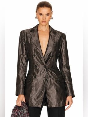 JEAN PAUL GAULTIER Femme metallic double breast sinch waist blazer dress jacket